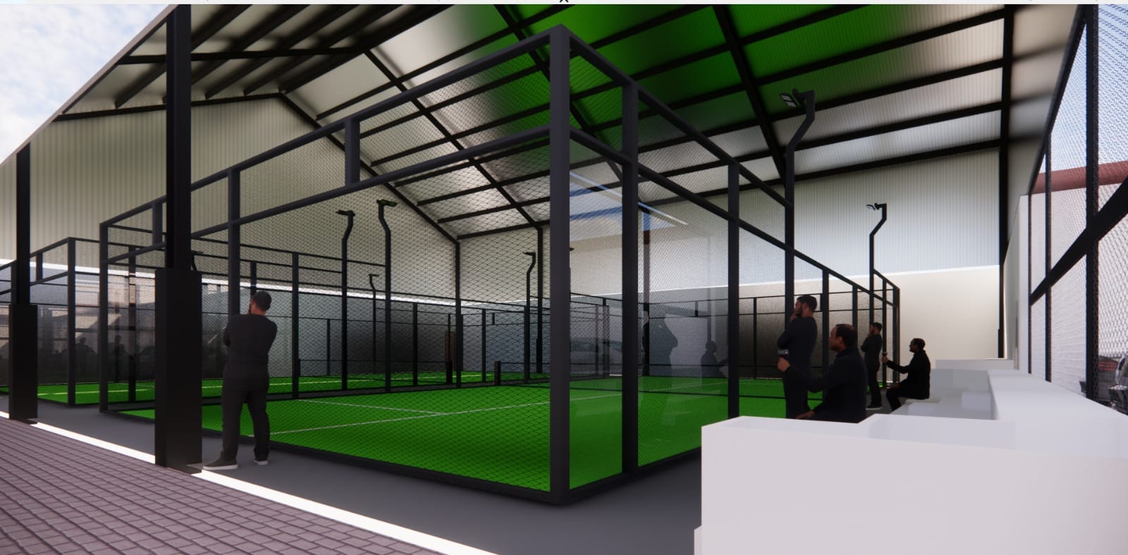 Pekerjaan struktur baja dan lapangan padel di Meruya